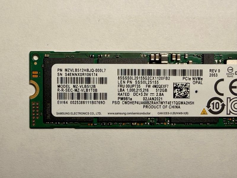 Disco SSD NVMe Samsung MZ-VLB512B 512GB 99% Salud afbeelding 2