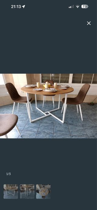 Mesa redonda madera y metal