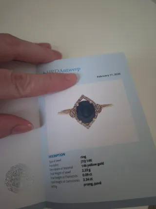 Anillo Oro 14k Zafiro y Diamantes