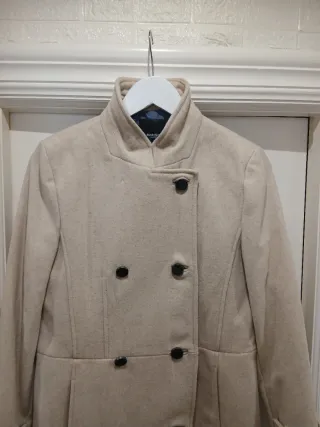 Abrigo Lana Beige Mango Talla M