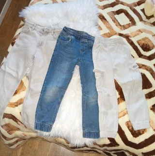 Lote 3 pantalones niño vaqueros y tela