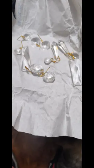 Lámpara de techo lagrimas cristal y metal dorado