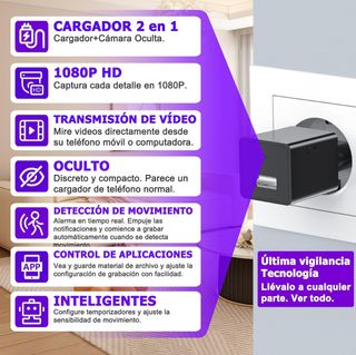 NUEVO Cargador Cámara Espía Oculta WiFi 1080P