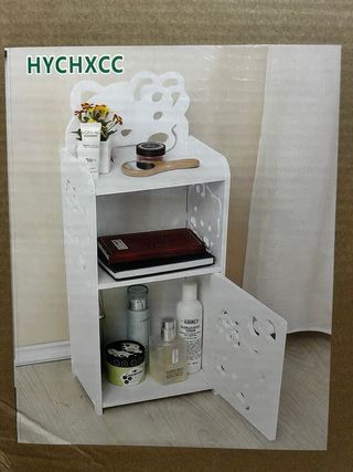 Mesita Auxiliar / Armario Mini Blanca con Estantes