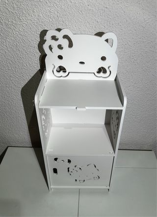 Mesita Auxiliar / Armario Mini Blanca con Estantes