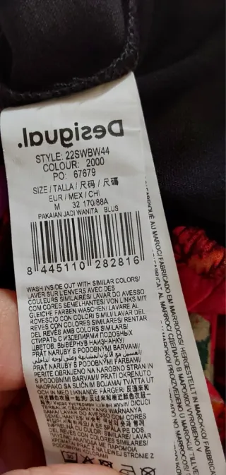 Body Desigual Floral Negro Talla M