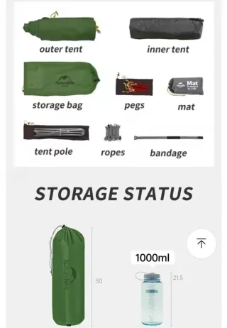 Tienda Naturehike Mongar 2 personas 20D