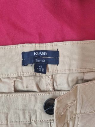 Pantalones Chinos Slim Fit Hombre Beige. Talla 46