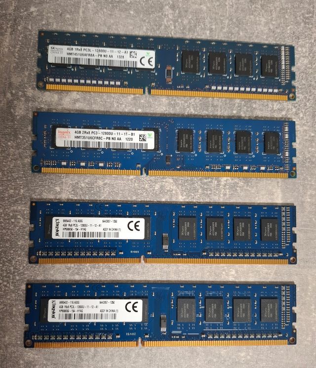 RAM DDR3 4GB 1600MHz PC3L-12800 lote 4 modulos PCs