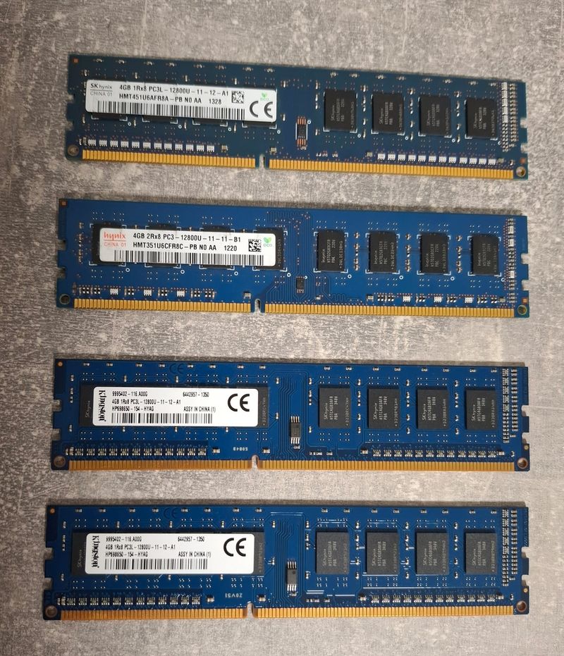 RAM DDR3 4GB 1600MHz PC3L-12800 lote 4 modulos PCs