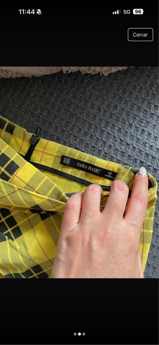 Falda pantalón Zara cuadros amarillo y negro