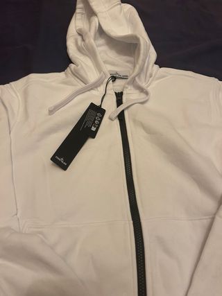 Felpa Stone Island Bianca con Zip
