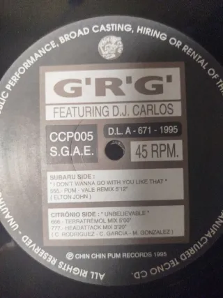 Vinilo G'R'G Feat. D.J. Carlos Dance