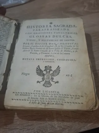 Libro Historia Sagrada Parafrasseada