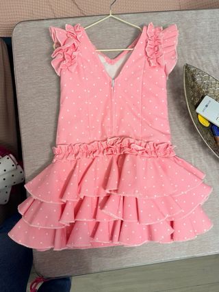 Vestido Flamenco Niña Rosa Lunares