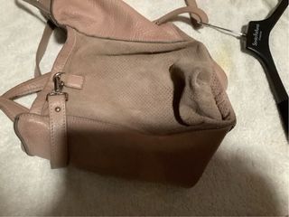 Borsetta a mano e tracolla rosa cipria/beige