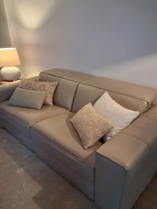 Sofa de piel color gris claro