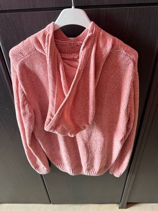 Jersey de punto trenzado rosa