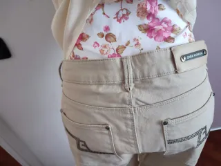 Pantaloni donna beige zara jeans