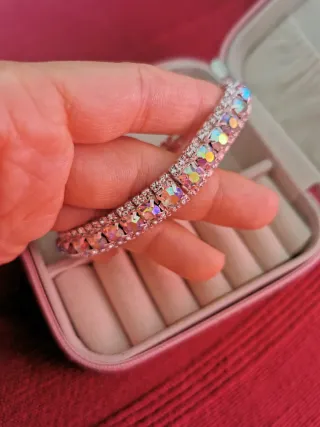 Pulsera Plata con piedras iridiscente