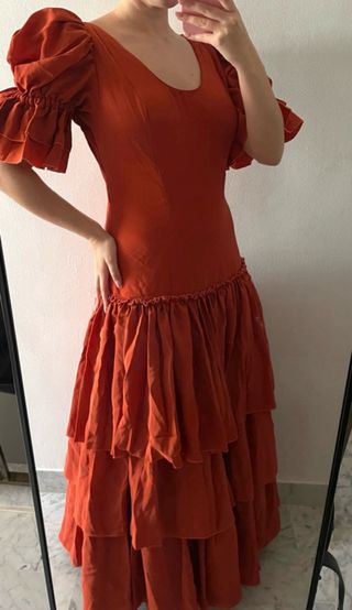 Vestido Flamenca Naranja Volantes