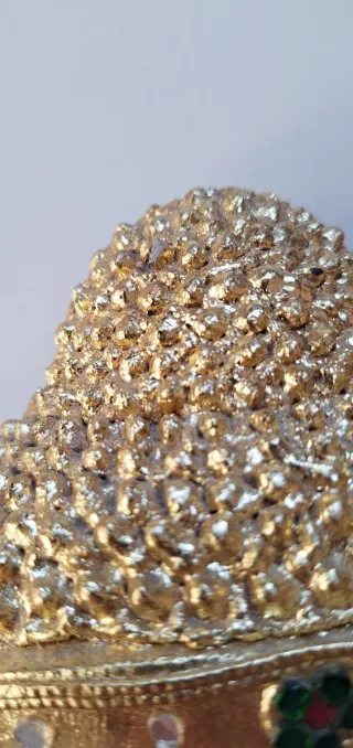 Maschera Buddha Legno Dorato Decorata