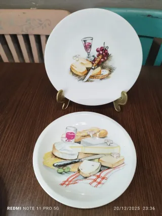 Set 6 Platos porcelana Vintage Fromages de France