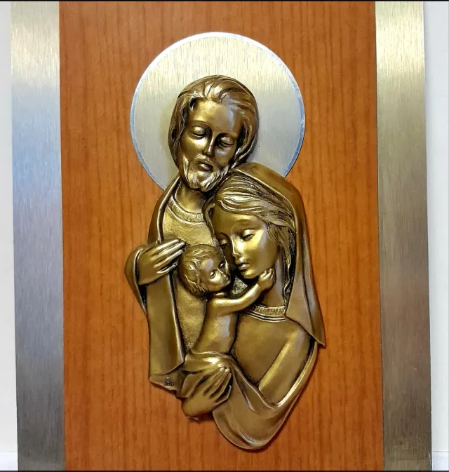 Scultura Sacra Famiglia Bronzo Firmata