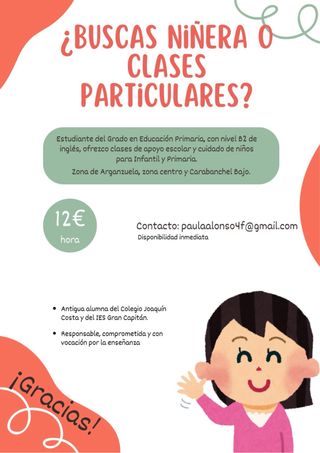 Servicio niñera y clases particulares