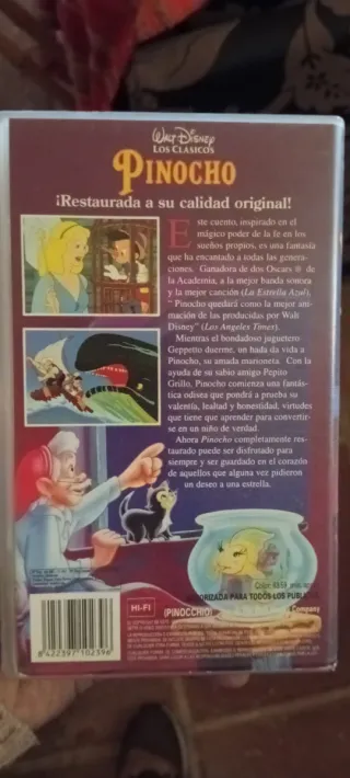 Película VHS Disney Pinocho Clásico