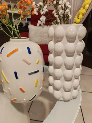 Coppia vasi decorativi in ceramica