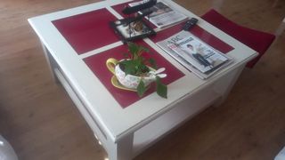 Mesa de centro cuadrada madera y cristal