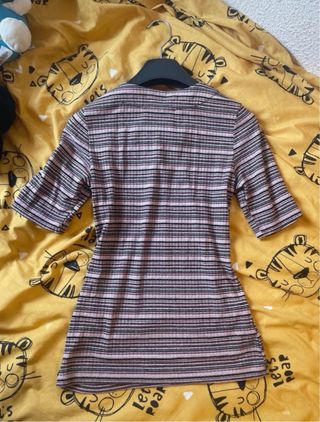 Camiseta Only rayas rosa y negro