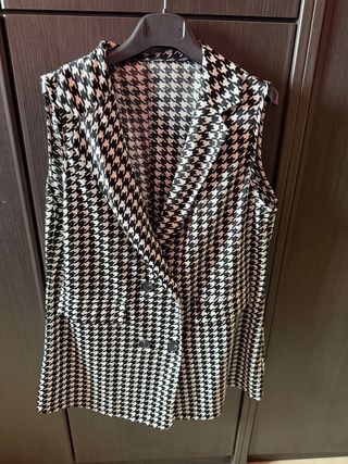 Chaleco largo pata de gallo