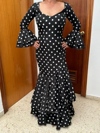 Traje Flamenca Lunares Negro Talla 38