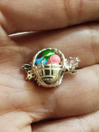 Charm Snoopy Cesta Huevos Pascua Plata