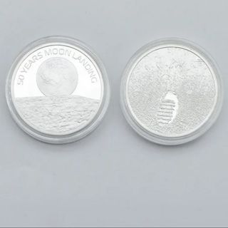 🇺🇸MONEDA 40 MM HUELLA LUNAR BAÑADA EN PLATA