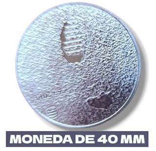 MONEDA 40 MM HUELLA LUNAR BAÑADA EN PLATA