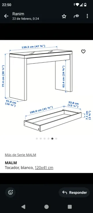 Mesa tocador blanca y transparente