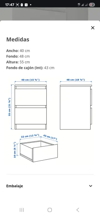 Comodino Mesilla Noche IKEA MALM Bianco