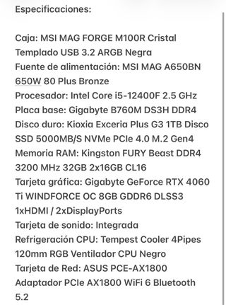 MSI Ordenador de sobremesa Negro/Rojo