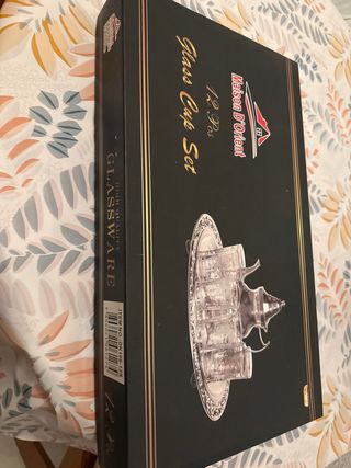 12 vasos para té marroquí de cristal con caja