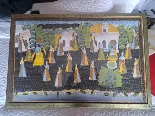 Quadro indiano dipinto su tessuto