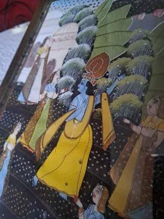 Quadro indiano dipinto su tessuto