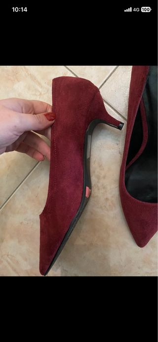 Scarpe con tacco scamosciate bordeaux donna 40