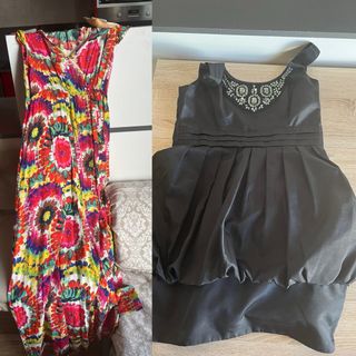 Vestido largo estampado y vestido negro