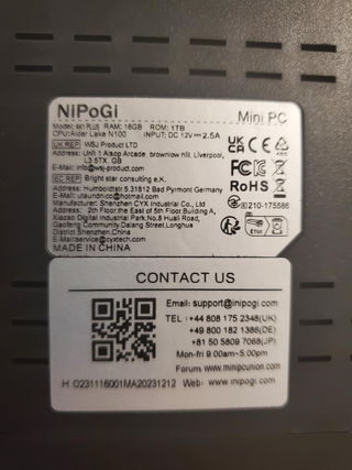 Mini PC NiPoGi AK1 Plus 1TB NVME 16GB RAM Gris