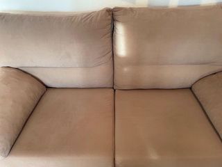 Sofá 2 plazas beige y marrón