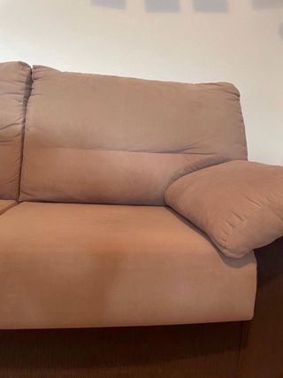 Sofá 2 plazas beige y marrón