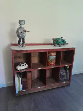 Estantería recibidor vintage madera de pino  y már